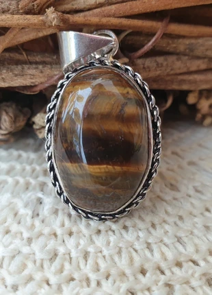 Zilver hanger met natuursteen Tijgeroog, marque: Silver, état: Neuf sans étiquette, 12,50 €, 13,83 € Protection acheteurs incluse