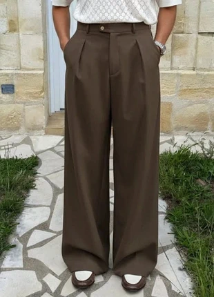 Pantalon large marron taille haute – style élégant et rétro, merk: Aurelio & Co, staat: Heel goed, maat: M, € 43,90, € 46,80 inclusief Kopersbescherming