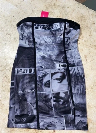 Strapless Graphic Bodycon Mini Dress – Shein - UK10 EUR38 - New with tags, brand: Shein, condition: New with tags, size: M / 38 / 10, €12.00, €13.30 includes Buyer Protection