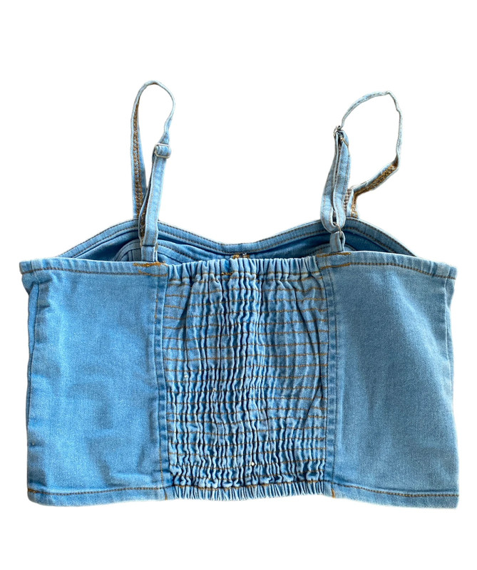 Thrill Jeans juniors cami cropped top with adjustable straps light-washed size M 2