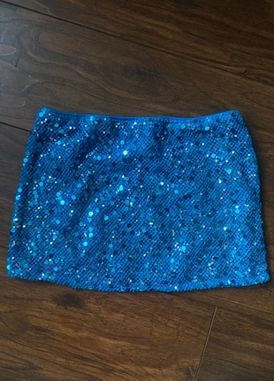 Blue sequin mesh mini skirt, brand: Shein, condition: Very good, size: S / 8, £4.50, £5.43 includes Buyer Protection