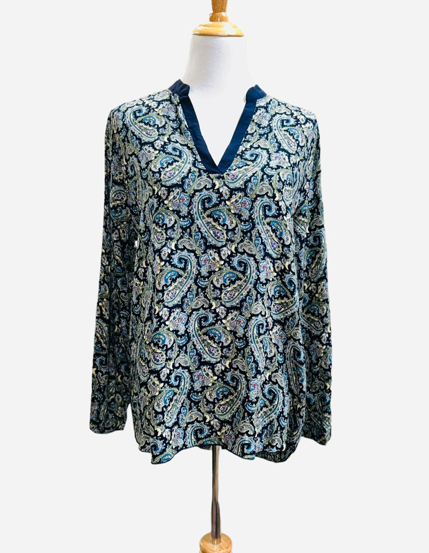 Poema Women’s Blue paisley blouse L 1