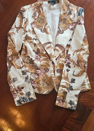 Blazer Just Cavalli - beige met print, merk: Just Cavalli, staat: Heel goed, maat: XXL / 44 / 16, € 65,00, € 68,95 inclusief Kopersbescherming