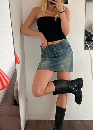 Vintage denim mini skirt, merk: Promod, staat: Heel goed, maat: M / 38 / 10, € 15,00, € 16,45 inclusief Kopersbescherming