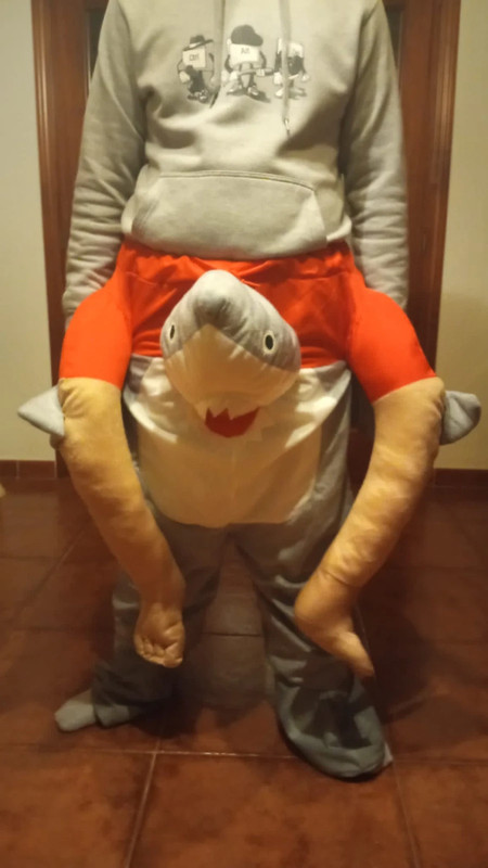 Disfraz socorrista a hombros de tiburon