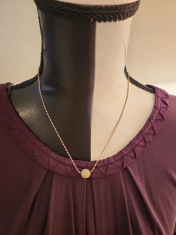 Vintage Lady Remington Gold Necklace with crystal ball pendant 2
