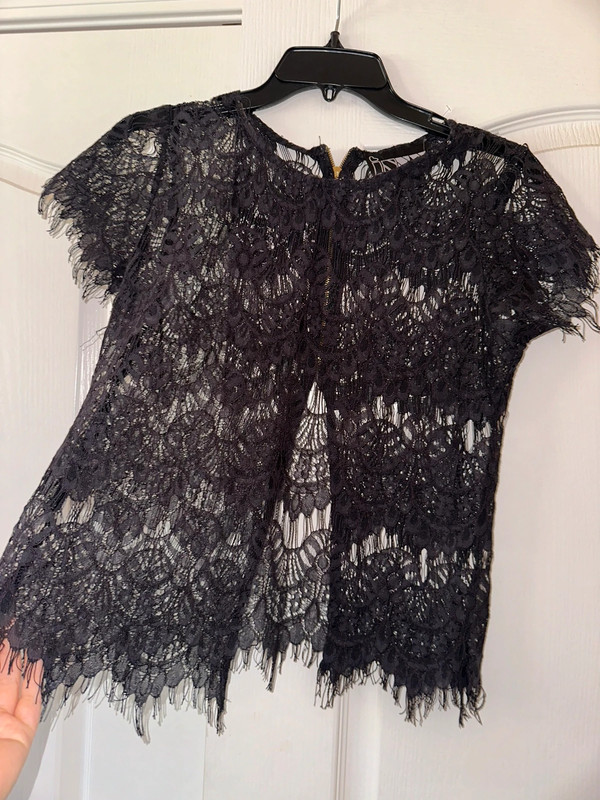 Sexy black lace city girl blouse zippered shirt 2