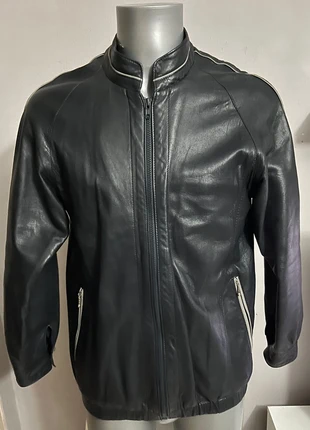 Veste vintage en cuir souple bleu marine et gris taille M, marke: Vintage Chic, zustand: Sehr gut, größe: M, 47,00 €, 50,05 € beinhaltet Vinted-Käuferschutz Pro