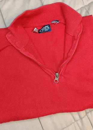 Pull sans manches Chaps (Ralph Lauren) col zippé - 100% Coton - Rouge Taille L, marca: Chaps Ralph Lauren, estado: Muito bom, tamanho: L, €21.69, €23.47 inclui Proteção do Comprador