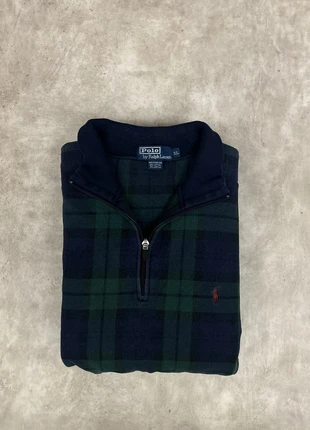 Quarter Zip / Zip 1/4 Ralph Lauren à carreaux vert et bleu marine Vintage Taille XL, brand: Ralph Lauren, condition: Very good, size: XL, €55.00, €58.45 includes Buyer Protection Pro