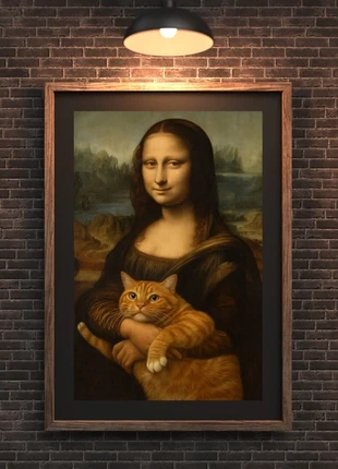 Affiche – Mona Lisa Chat Humour – Poster A3 (29,7 x 42 cm), merk: Tendance, staat: Heel goed, € 10,00, € 11,20 inclusief Kopersbescherming Pro