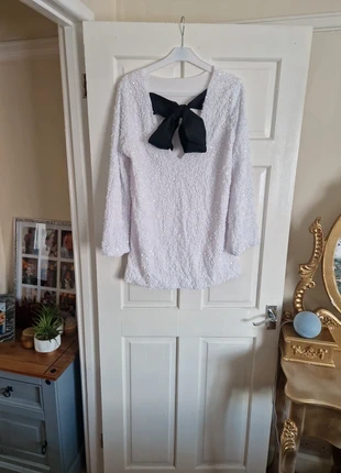 White sequin party dress, condition: New without tags, size: L / 12, £7.00, £8.05 includes Buyer Protection