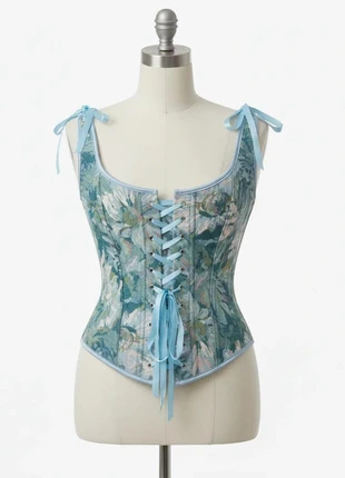 Corset Fleuri Bleu Pastel – Romantique / Bohème Chic / Vintage Printemps / Féérique Élégant, état: Très bon état, taille: M / 38 / 10, 49,90 €, 53,10 € Protection acheteurs (Pro) incluse