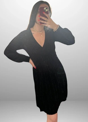 Robe manches longues col v irisée paillettes argent cintrée Morgan, marca: Morgan, estado: Novo sem etiquetas, tamanho: M / 38 / 10, €15.00, €16.45 inclui Proteção do Comprador