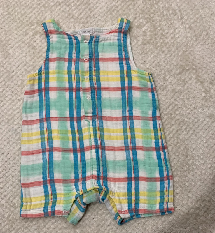 Angel Dear Beach Plaid Shortie Romper Size 18-24M 2