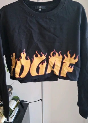 Black IDGAF cropped jumper, brand: Missguided, condition: Very good, size: M / UK 12-14, £5.00, £5.95 includes Buyer Protection