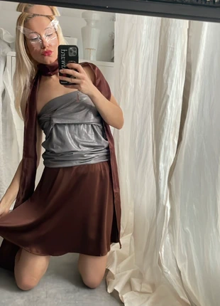 Écharpe longue satiné marron, condizioni: Ottime, €25.00, €26.95 include la Protezione acquisti Pro