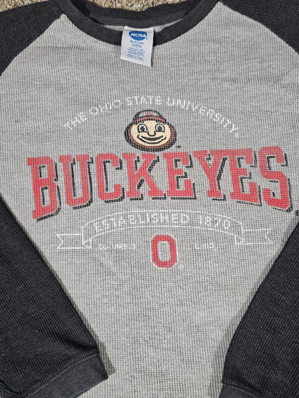 Ohio State Buckeyes Waffle Thermal Shirt Mens M Gray Red 2