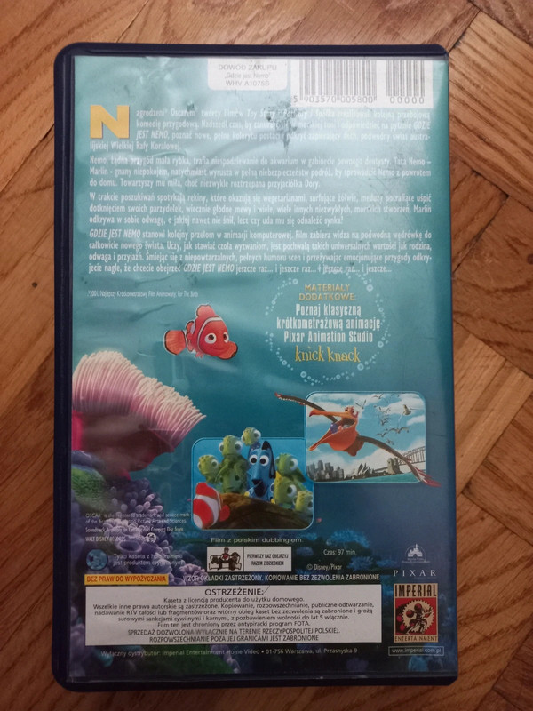 Kaseta video vhs gdzie jest nemo 3