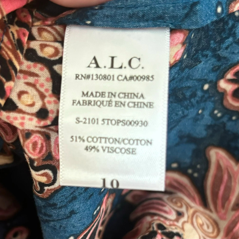 a.l.c. marci paisley print half button blouse long sleeve 5