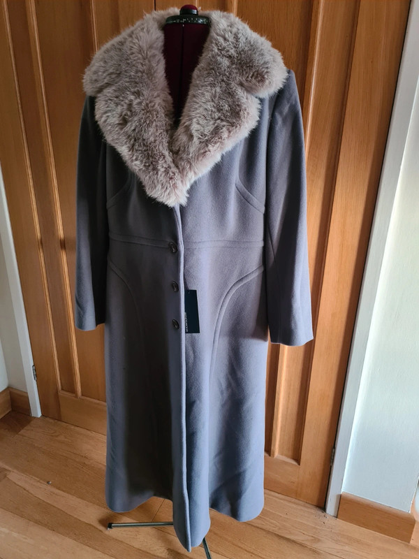 New Windsmoor wool / cashmere grey coat with detachable faux fur collar ...