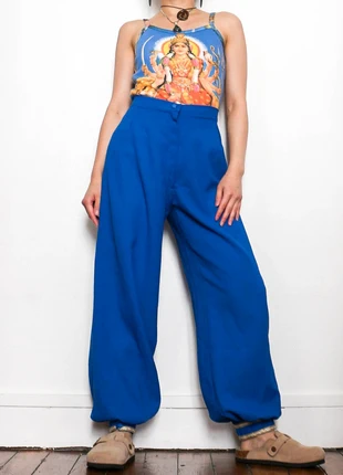 Blue barrel leg pants | Pantalon original coupe ballon avec boutons aux chevilles, marque: Vintage, état: Bon état, taille: S / 36 / 8, 12,00 €, 13,30 € Protection acheteurs (Pro) incluse