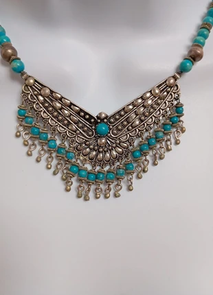 Collier indien en argent et turquoises, brand: Argent, condition: Very good, €20.00, €21.70 includes Buyer Protection