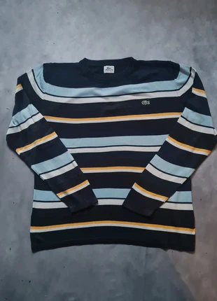 Lacoste Vintage gestreifter Pullover in Dunkelblau/ Weiß/ Gelb mit Lacoste Logo in Größe L, marke: Lacoste, zustand: Sehr gut, größe: L, 24,95 €, 26,90 € inklusive Vinted-Käuferschutz