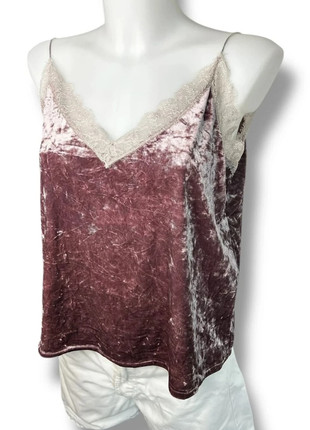 Top débardeur en velours rose à dentelle décolleté vintage y2k, marke: Vintage Dressing, zustand: Sehr gut, größe: L / 40 / 12, 5,00 €, 5,95 € beinhaltet Vinted-Käuferschutz Pro