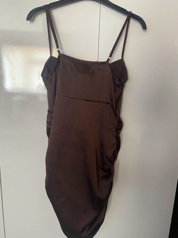 Chocolate Satin Strappy Corset Skirt Bodycon Dress