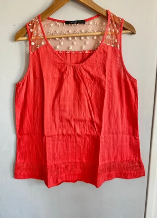 Blouse sans manches dentelle fleurie Mango, brand: Mango, condition: Very good, size: L / 40 / 12, €5.00, €5.95 includes Buyer Protection
