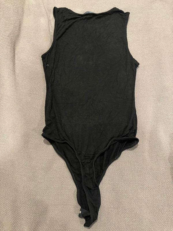 Lulus Sultry Moves Black Mesh Plunge Sleeveless Bodysuit in M 2