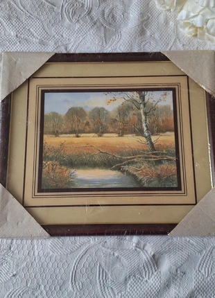 Jolie reproduction signée – Paysage automnal encadré sous verre - 39x33 cm, marke: Vintage Boutique, zustand: Neu, mit Etikett, 20,00 €, 21,70 € inklusive Vinted-Käuferschutz
