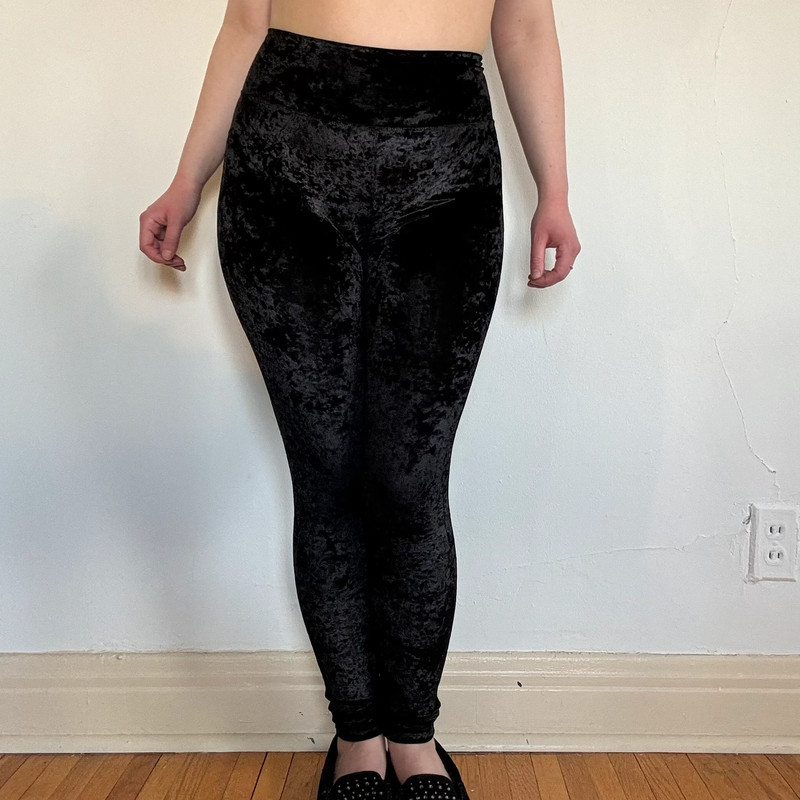 Express Black Crushed Velvet Leggings 2