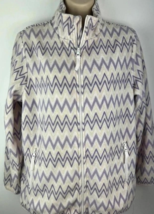 Damart Chevron Zigzag Print Zip Fleece Jacket – Lilac & Cream – Size UK 14/16, brand: Damart, condition: Very good, size: XL / 14, £12.00, £13.30 includes Buyer Protection