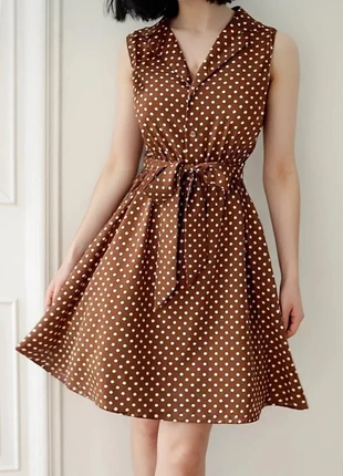 Robe courte rétro à pois, sans manches avec ceinture nouée – style vintage casual, marke: Bain de Nuit, zustand: Sehr gut, größe: M / 38 / 10, 32,99 €, 35,34 € inklusive Vinted-Käuferschutz