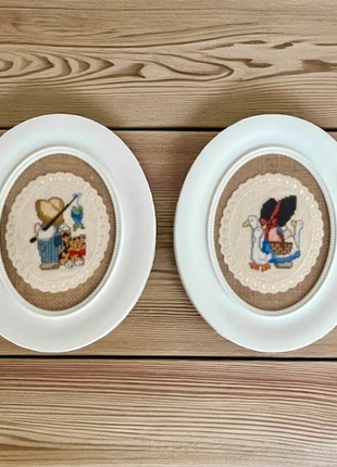 Cuadros ovalados infantiles en punto de cruz ( 13cm x 18cm), estado: Nuevo sin etiquetas, 16,00 €, 17,50 € Protección al comprador incluida