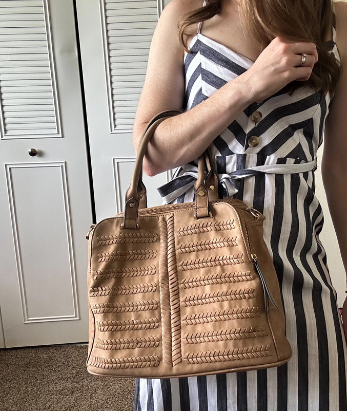 Brown three-part handbag 3