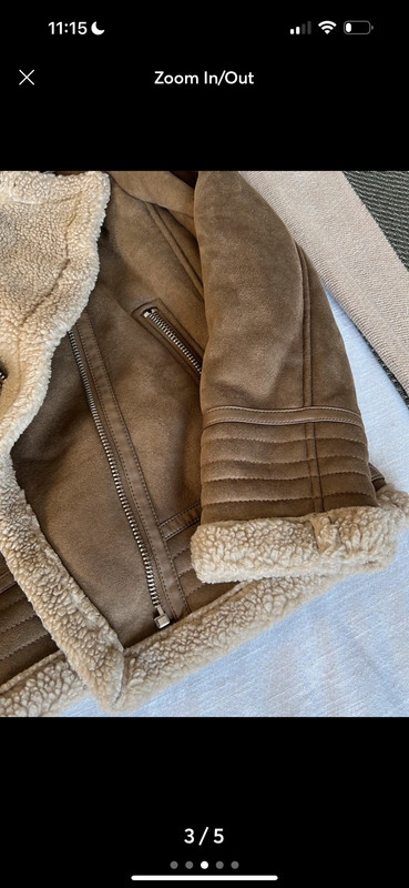 Zara suede tan biker jacket lined with fur 3