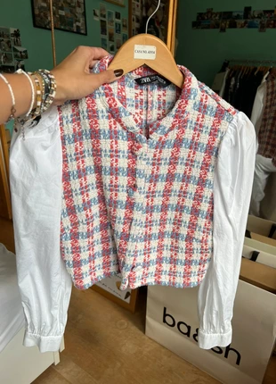 Veste style tweed, merk: Zara, staat: Heel goed, maat: M / 38 / 10, € 5,00, € 5,95 inclusief Kopersbescherming