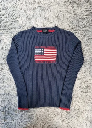 Pull vintage Ralph Lauren Polo Jeans Co S Bleu Drapeau USA Tricot Made in Fiji 90s Y2K logo brodé, merk: Ralph Lauren, staat: Heel goed, maat: S / 36 / 8, € 40,00, € 42,70 inclusief Kopersbescherming Pro