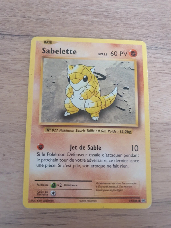 carte pokemon 54/108 sabelette 60pv 2016