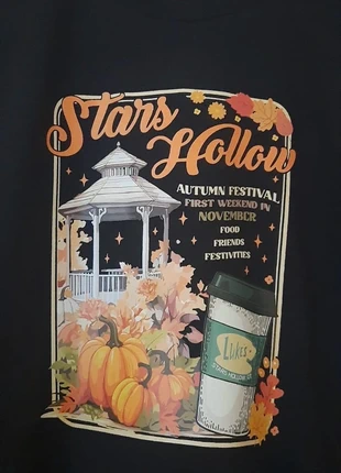 T-shirt nera Stars Hollpw Autumn Gazebo Coffee, marca: Coffee Gazebo, estado: Novo sem etiquetas, tamanho: M / 38 / 10, €15.00, €16.45 inclui Proteção do Comprador