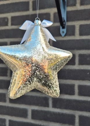 ⭐ Glazen Kerstster – 15 cm – Zilverkleurig met ‘Suikersneeuw’ Afwerking, marca: Noël, estado: Novo sem etiquetas, €6.50, €7.53 inclui Proteção do Comprador