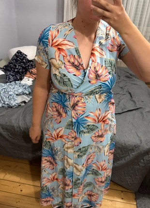 Robe portefeuille hawaïenne longue fleuries robe de plage décontractée, condition: Very good, size: L / 40 / 12, €12.00, €13.30 includes Buyer Protection