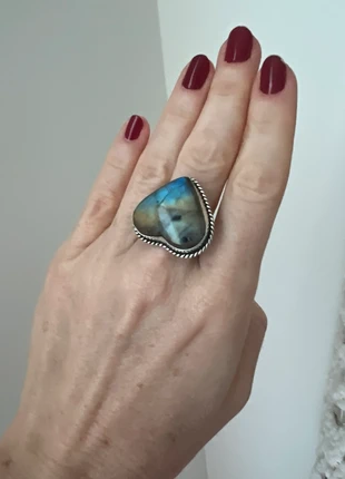 Natural Labradorite Heart Ring - silver plated, brand: labladorite, condition: Very good, size: Adjustable, £19.00, £20.65 includes Buyer Protection