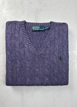 Pull Torsadé Ralph Lauren col V - Taille L - Violet - Logo brodé vert, marque: Ralph Lauren, état: Très bon état, taille: L / 40 / 12, 42,00 €, 44,80 € Protection acheteurs incluse