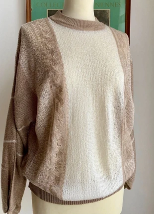 Pull femme 80s motif asymétrique beige crème 40, marca: Vintage, estado: Muy bueno, tamaño: L / 40 / 12, 5,00 €, 5,95 € Protección al comprador Pro incluida