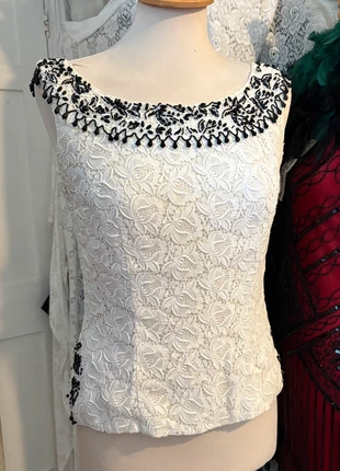 Vintage Crochet Bodice Top fit 8/10 Black Glass Bead edging, brand: Vintage, condition: Very good, size: M / 10, £9.50, £10.68 includes Buyer Protection