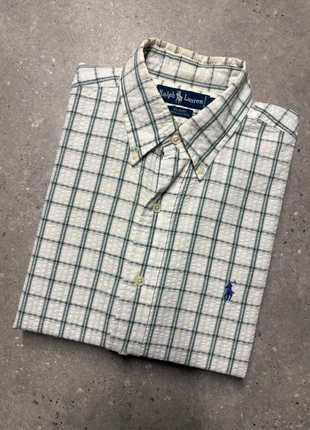 Chemise Ralph Lauren blanc vert carreaux brodé coton button shirt tiles CHR3-64, marque: Ralph Lauren, état: Très bon état, taille: XL, 11,90 €, 13,20 € Protection acheteurs (Pro) incluse